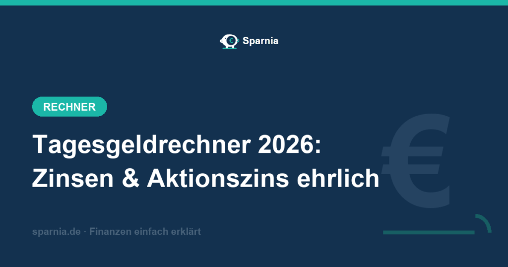 Tagesgeldrechner 2026 – Zinsen mit Aktionszins und Basiszins, Durchschnittszins und Vergleich zum Festgeld berechnen